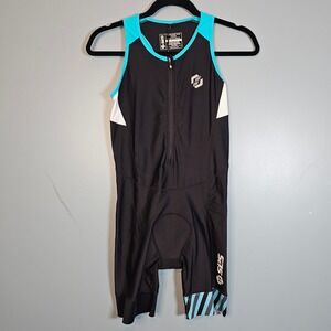SLS3 Womens FRT Tri Race Suit Black Martinica Blue Stripes Triathlon Medium